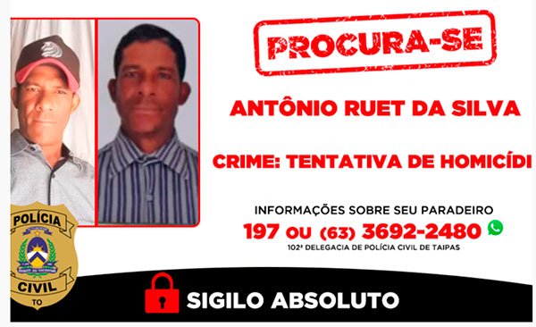 Polícia Civil busca homem suspeito de esfaquear enteado em Taipas do Tocantins - Imagem do artigo original