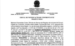 Cartório de Gurupi publica edital de notificação sobre retificação de imóvel